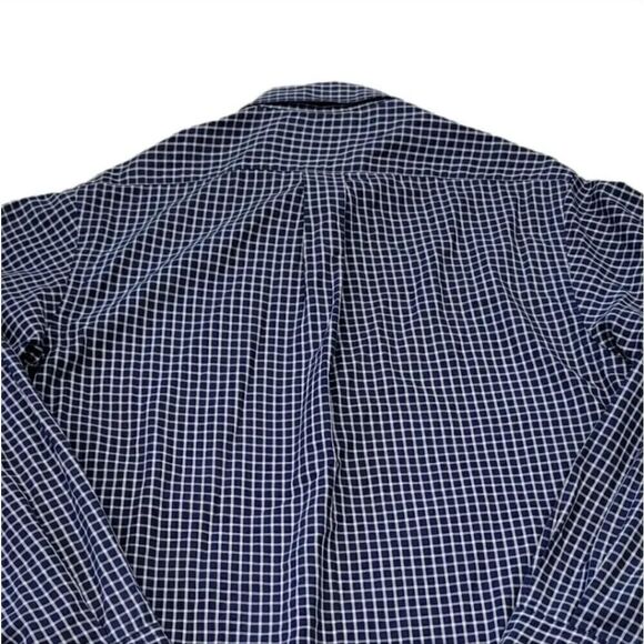 Vintage 90's Moschino Navy Blue Check Longsleeve Button Down Shirt Size Medium - Picture 3 of 10